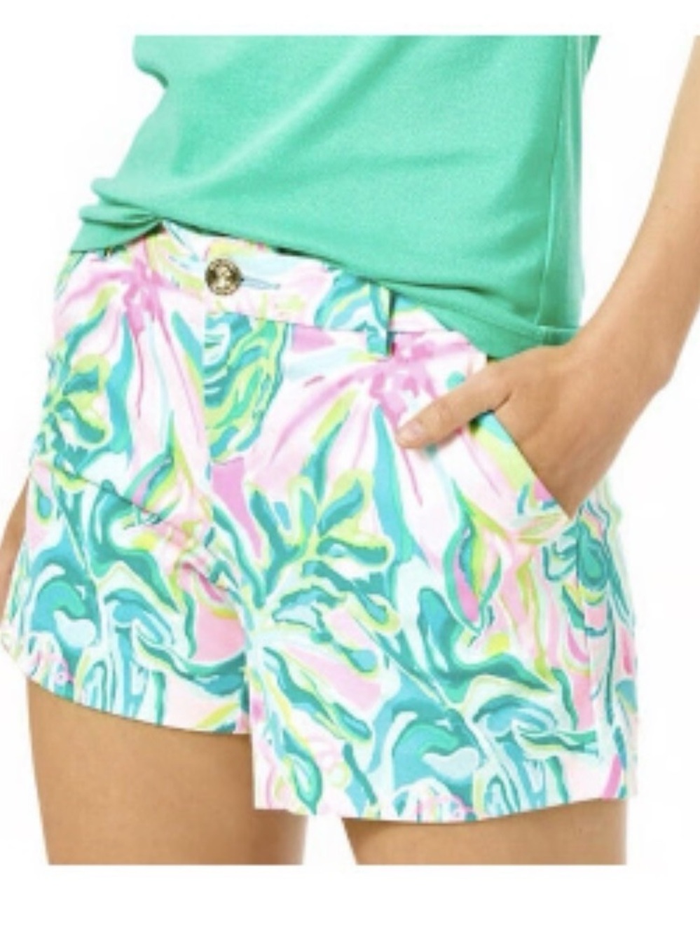 Lilly Pulitzer Pink, Aqua & Lime Tropical Print Shorts